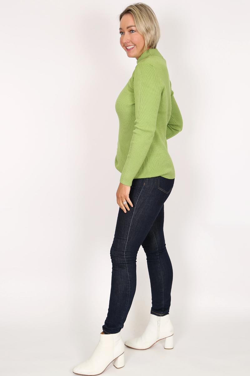 LUCA Avocado Wool Blend High Neck Ribbed Jumper – Warwick Jones