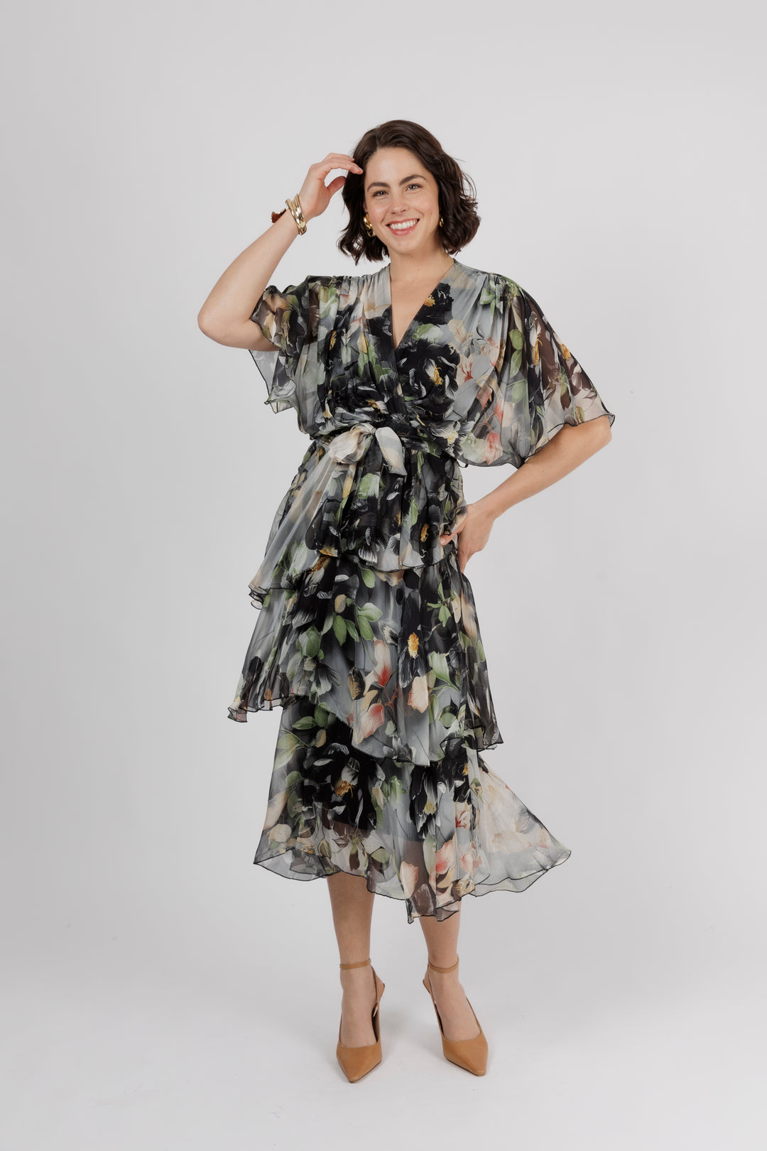 ELBA Black Flower Silk Layer Dress – Warwick Jones