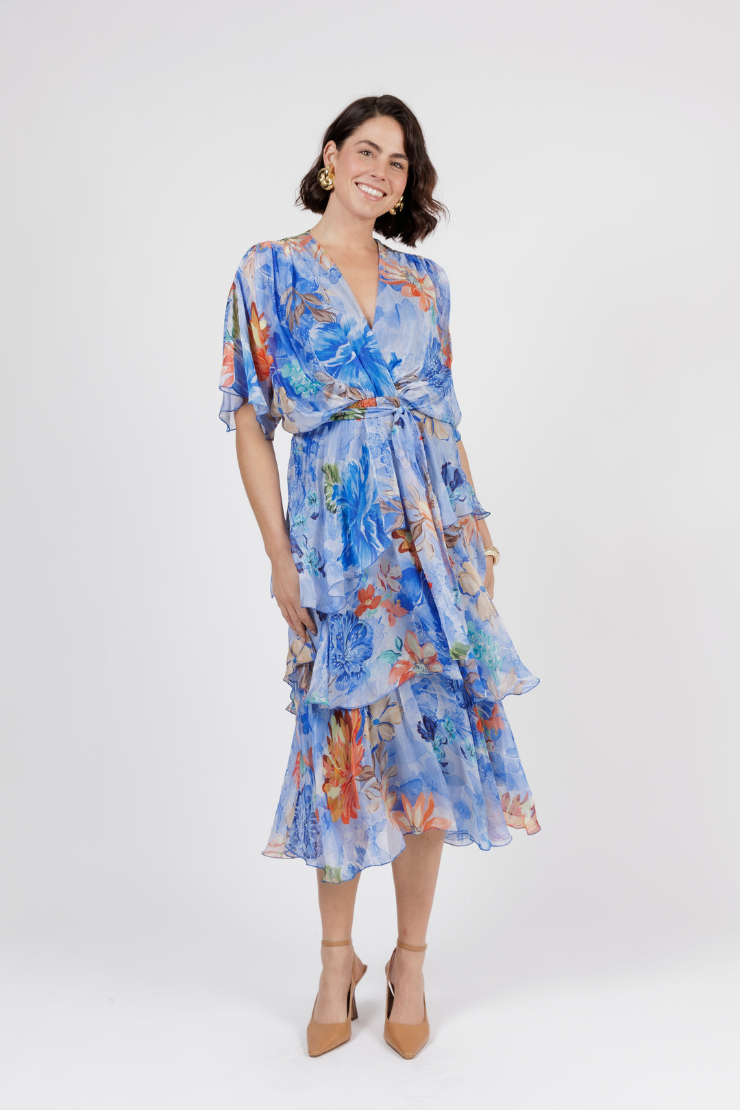 chinese dress ladies Ilaria Silk Midi Dress in Blue