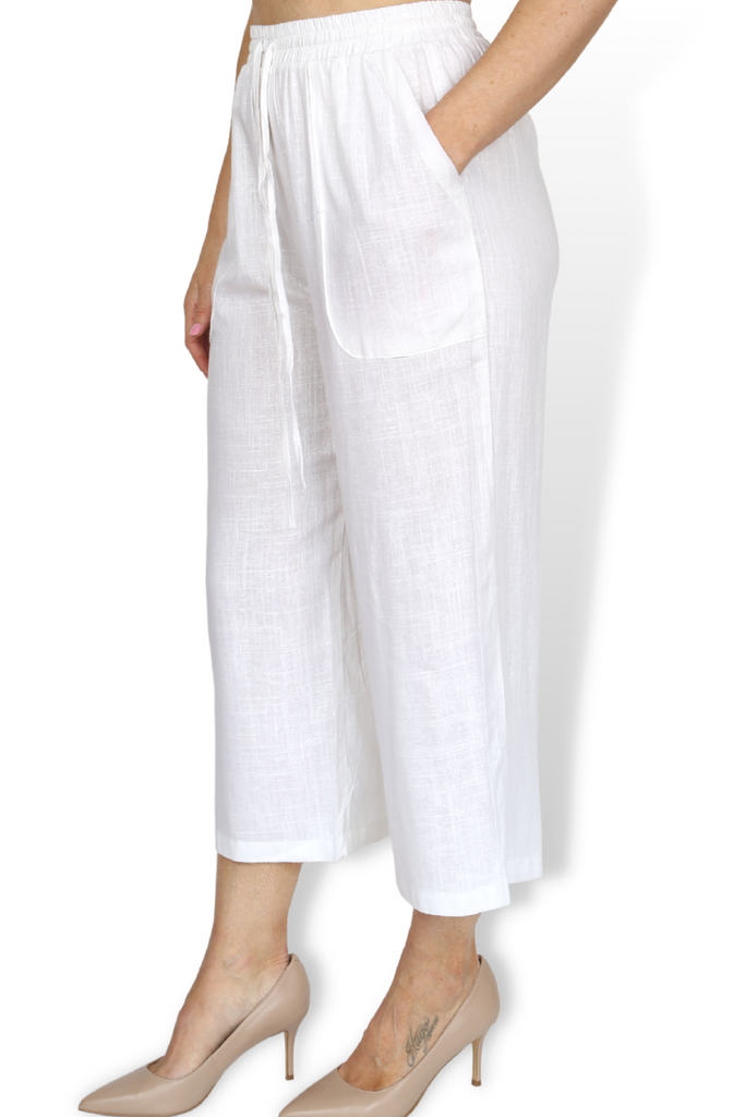 ARMADINE White Linen Blend Pants