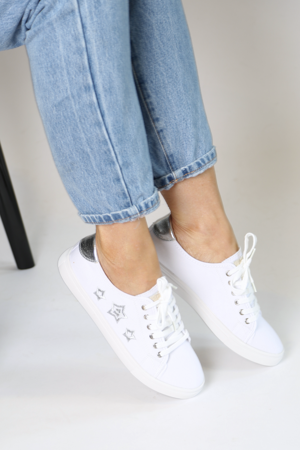 Demi White Canvas Star Sneakers – Warwick Jones