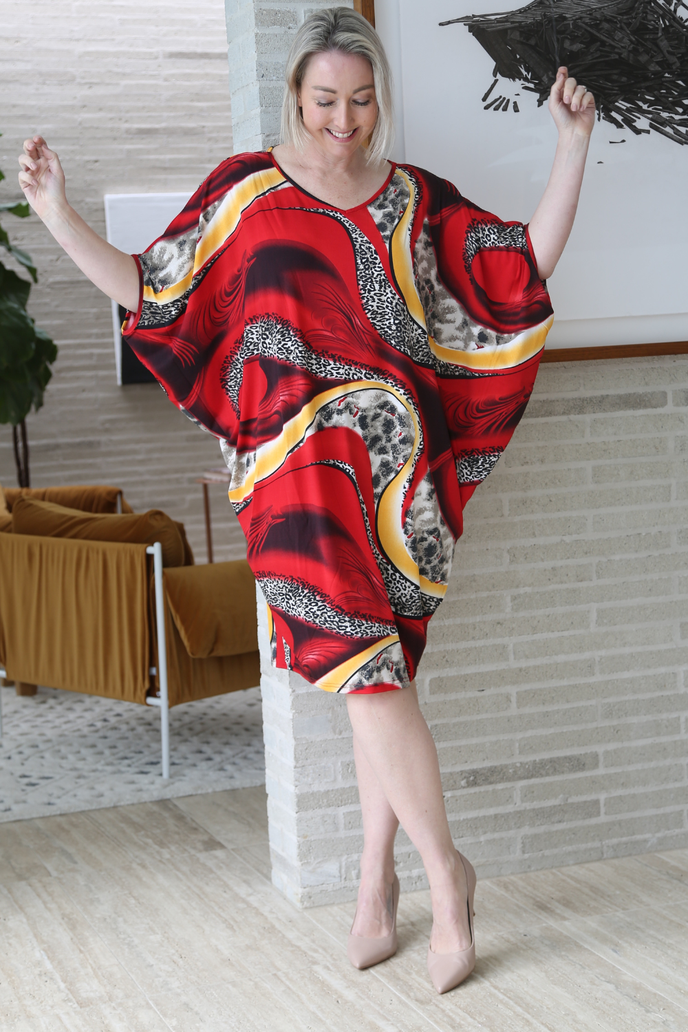 red cocoon dress Red Cocoon
